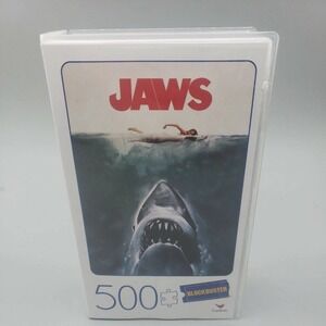 Jaws Movie 500-Piece Puzzle in Plastic Retro Blockbuster VHS Video Case